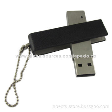 Swivel Leather USB Flash Drive with Anti-shock and Moisture Resistance, Supports Plug-and-playNew